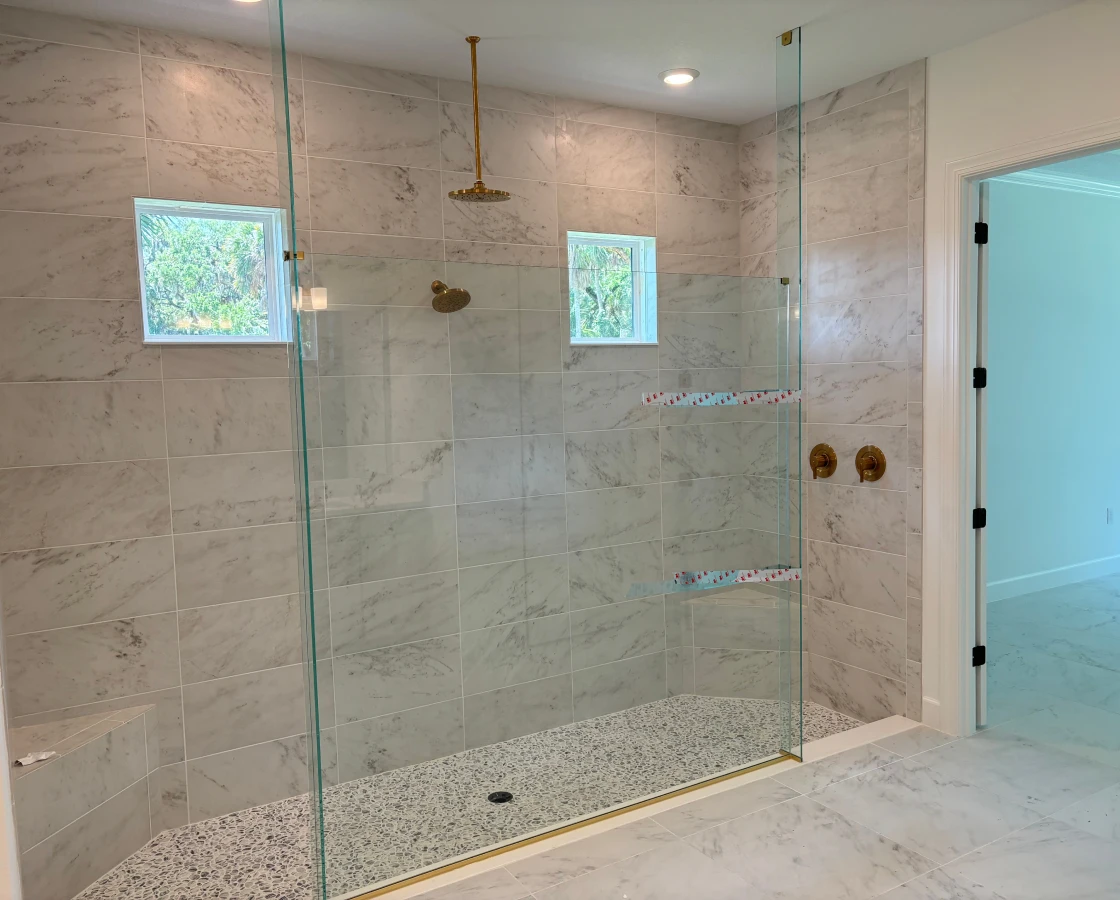 Modern bathroom with glass shower
